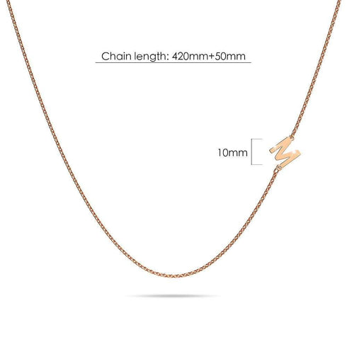 Bold Alphabet Letter Initial Charm Necklace in Rose Gold Tone